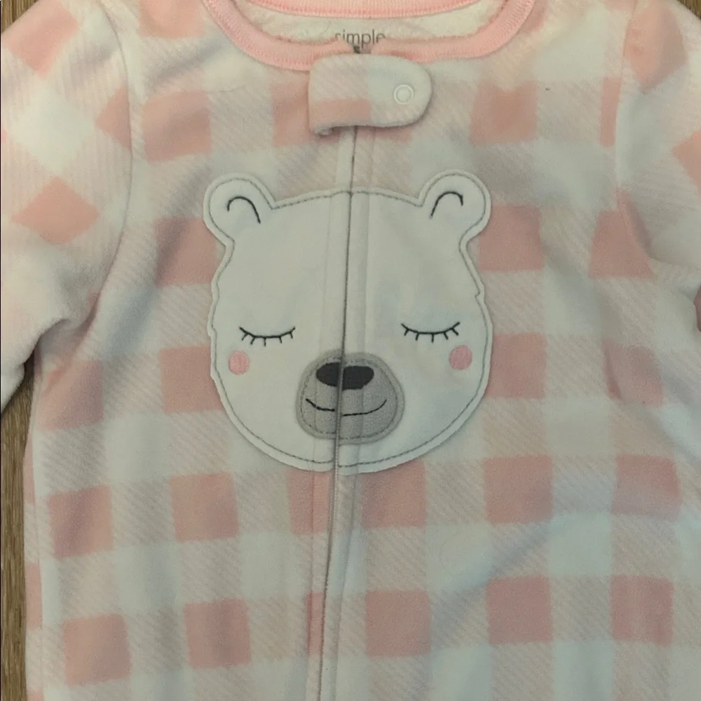 Carter's Pink and White Checkered Footie with Bear